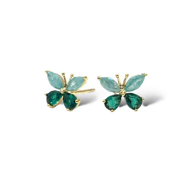 Elle Butterfly Stud - Blue, Green & Gold