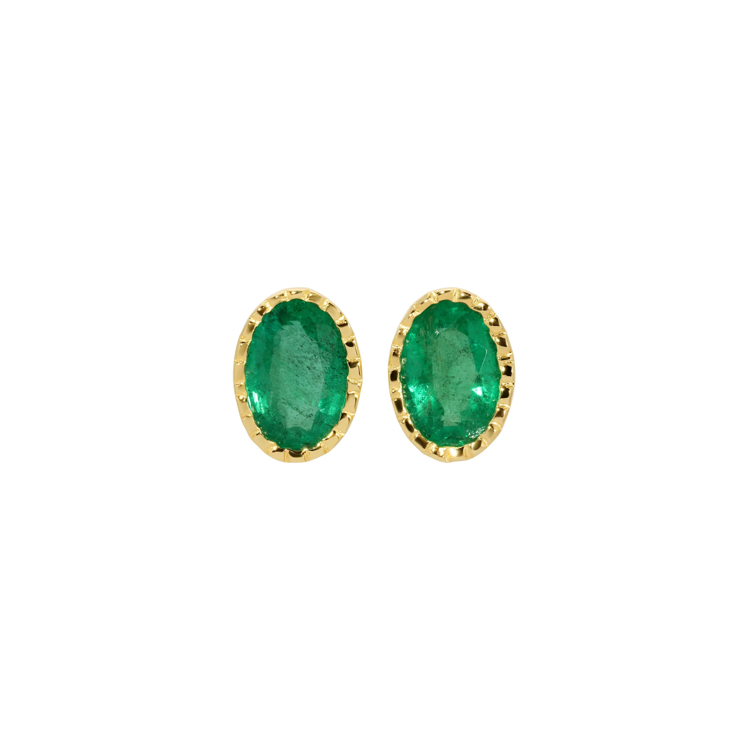 Emerald Oval Wisp Studs (Pair)