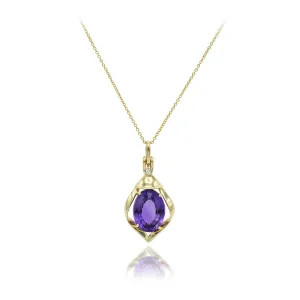 Estate 14KT Yellow Gold Amethyst Pendant