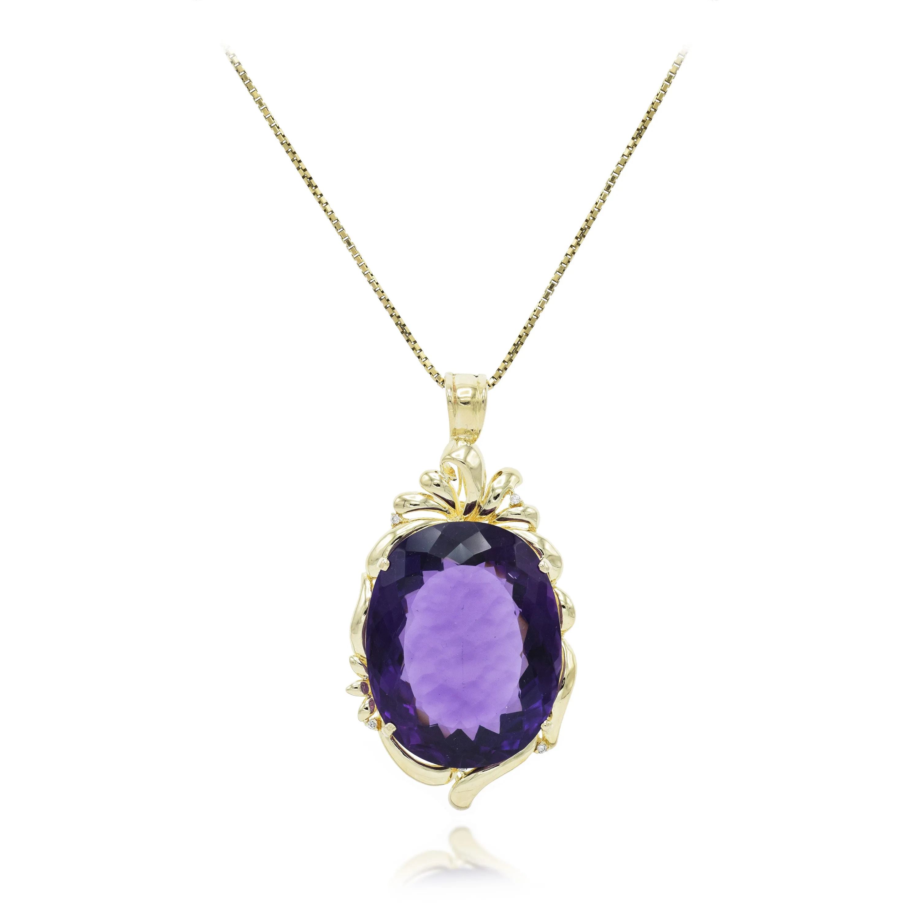 Estate 14KT Yellow Gold Purple Amethyst Gold Pendant