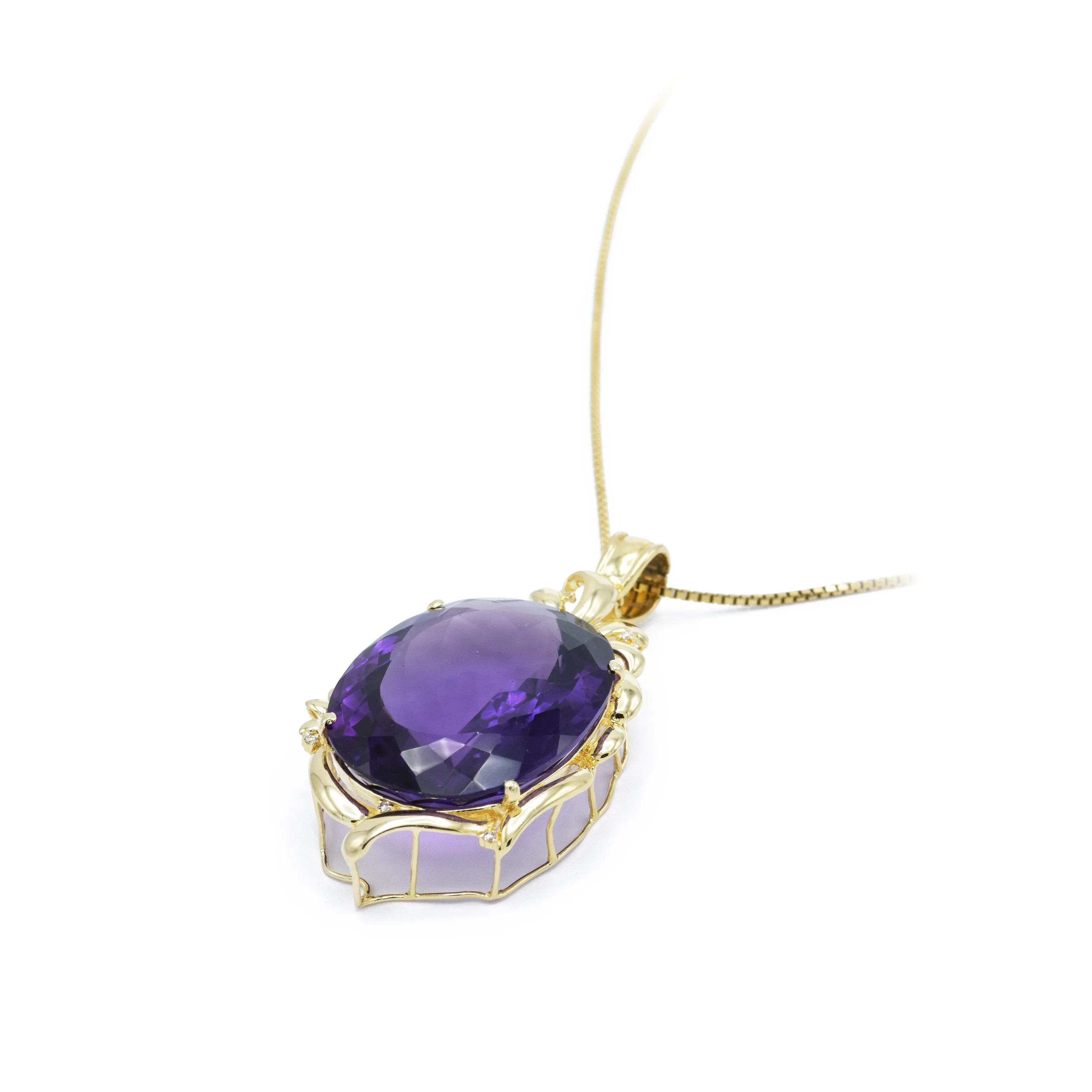 Estate 14KT Yellow Gold Purple Amethyst Gold Pendant