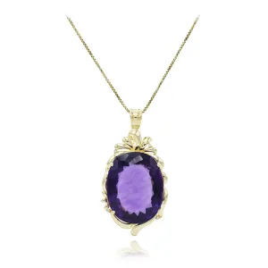 Estate 14KT Yellow Gold Purple Amethyst Gold Pendant