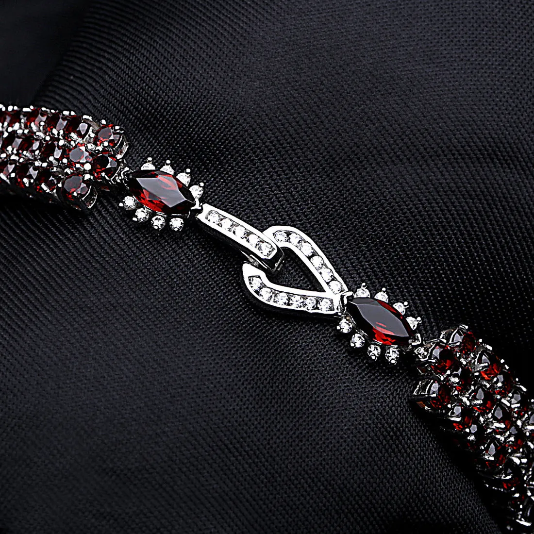 European Luxury Multi Natural Garnet S925 Silver Bracelet for Women