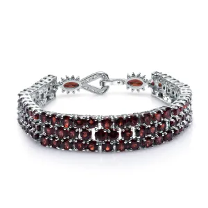 European Luxury Multi Natural Garnet S925 Silver Bracelet for Women