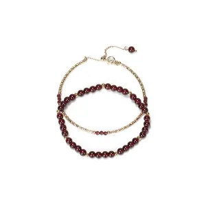 Exquisite Garnet Crystal Bracelet Set - Sterling Silver Fashion Jewelry