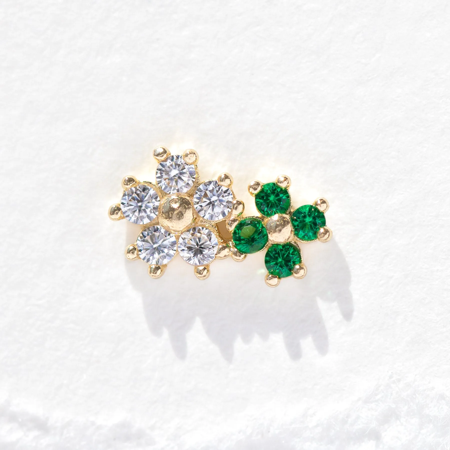 Fine Emerald Daisy Stud