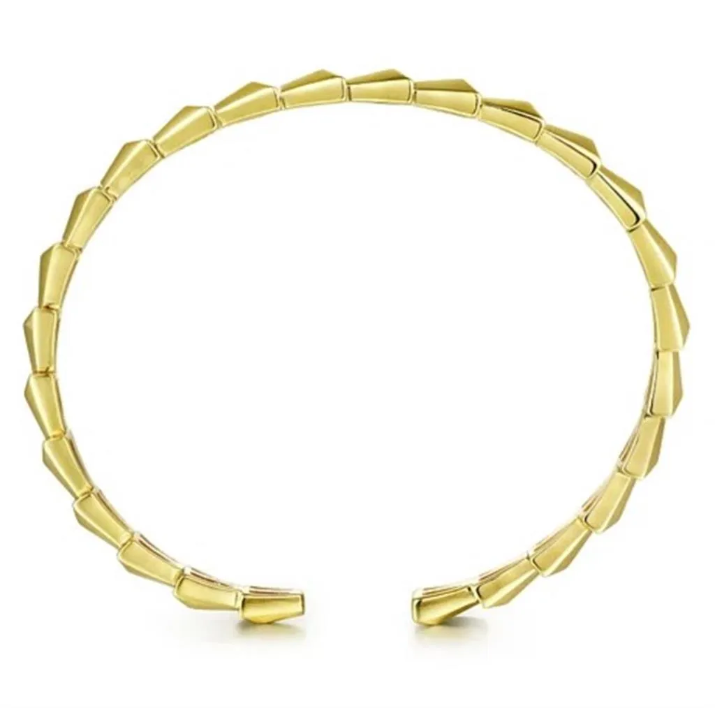 Gabriel & Co 14k Yellow Gold Geometric Open Bangle Bracelet