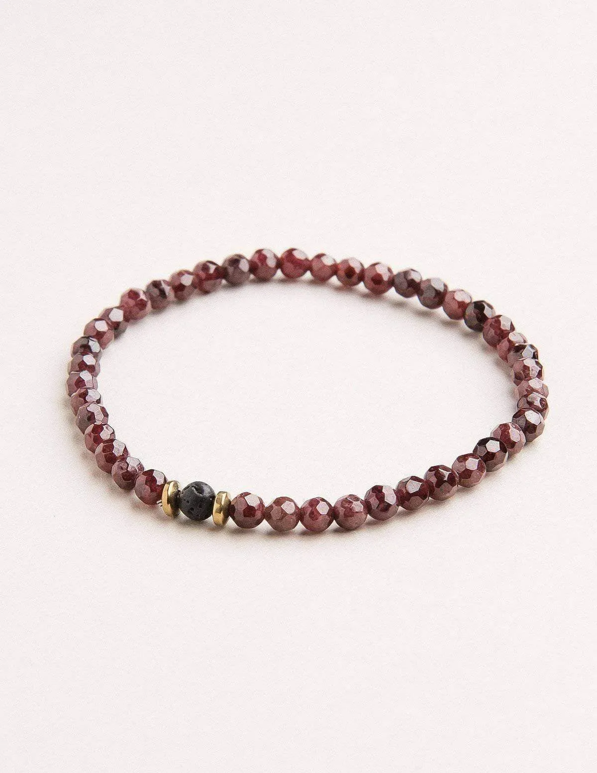 Garnet & Lava Mini Gemstone Bracelet