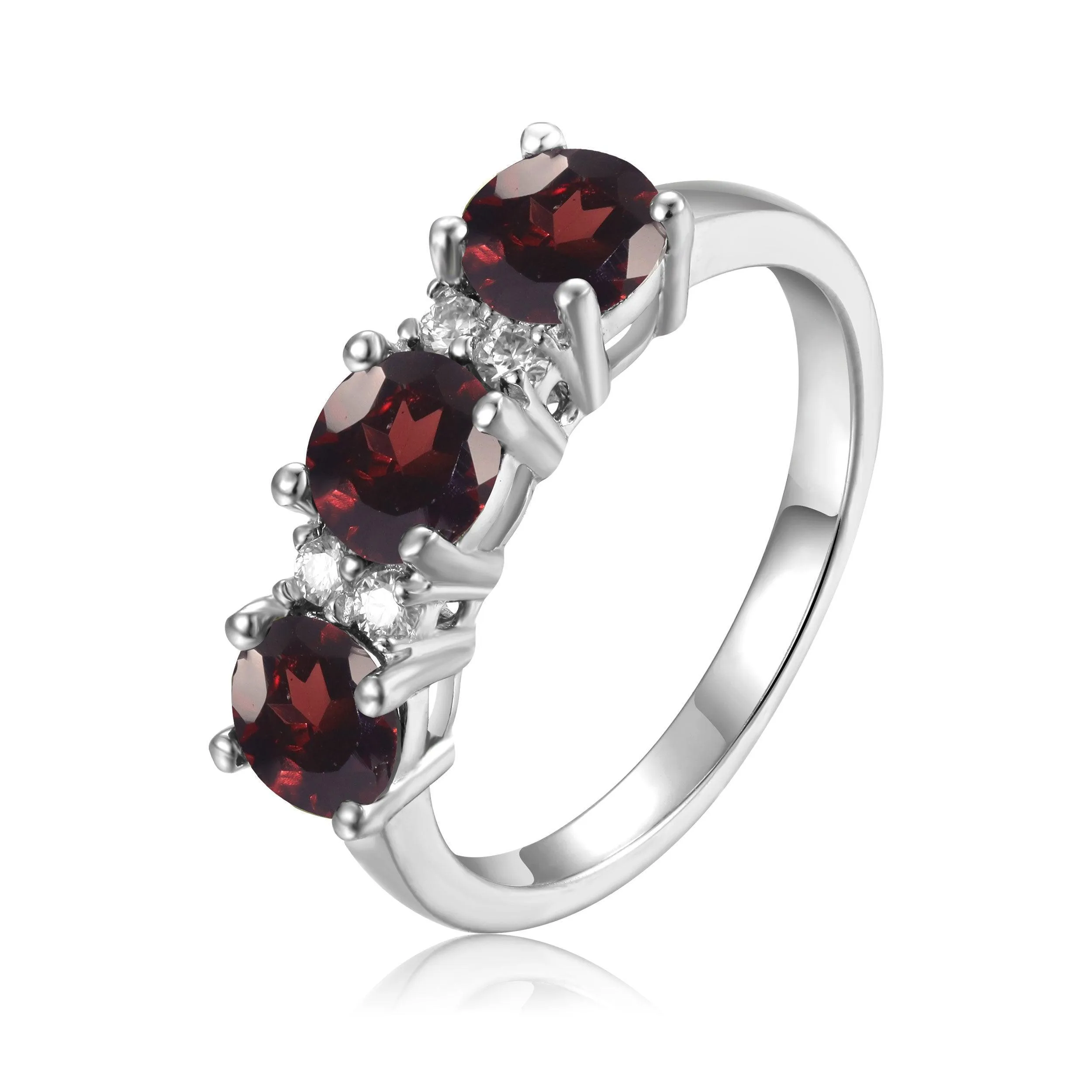 Garnet Three Stone Ring