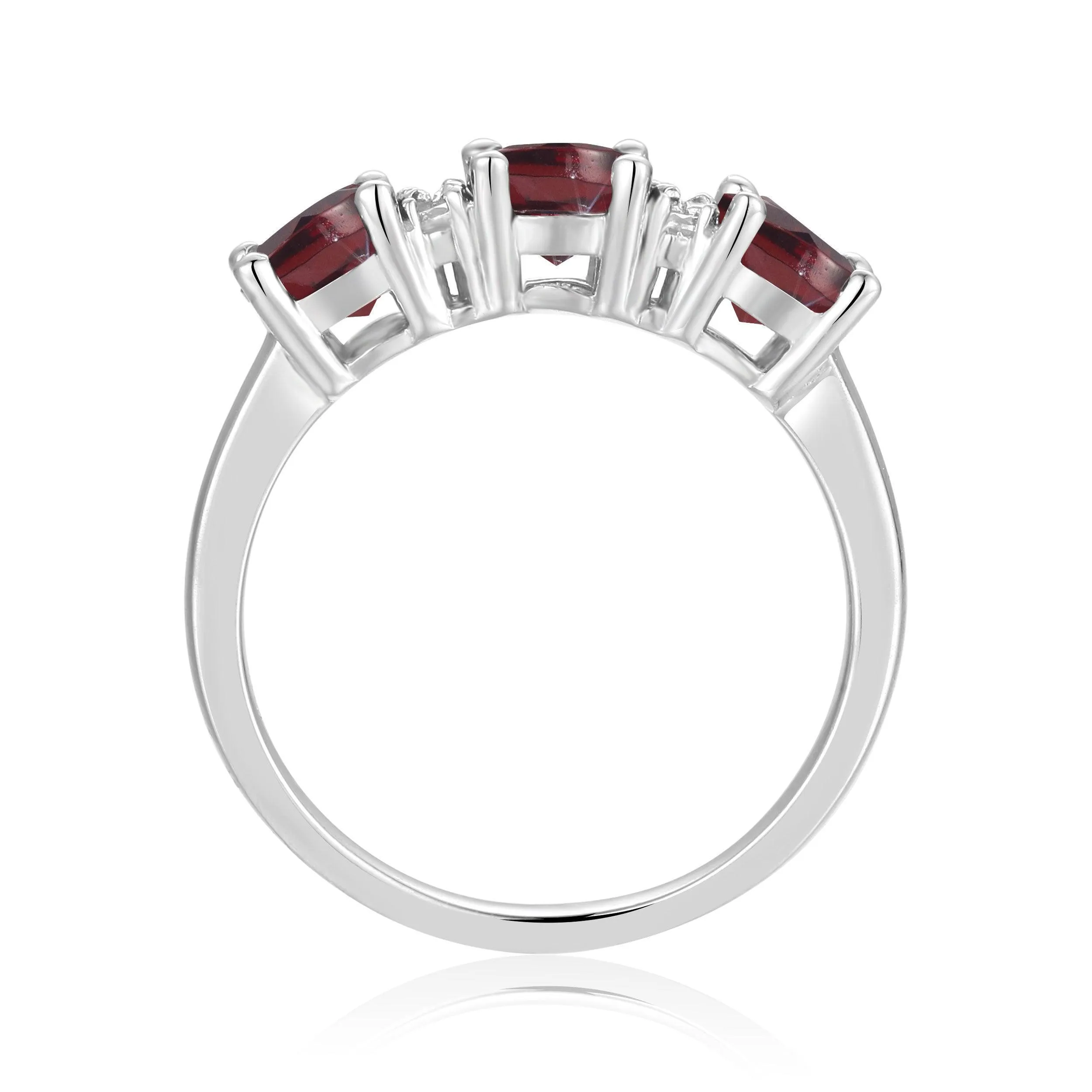 Garnet Three Stone Ring