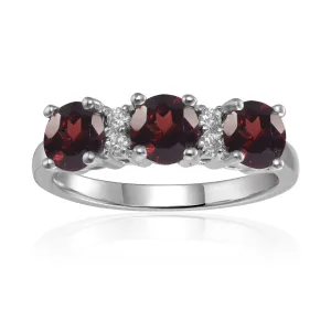 Garnet Three Stone Ring