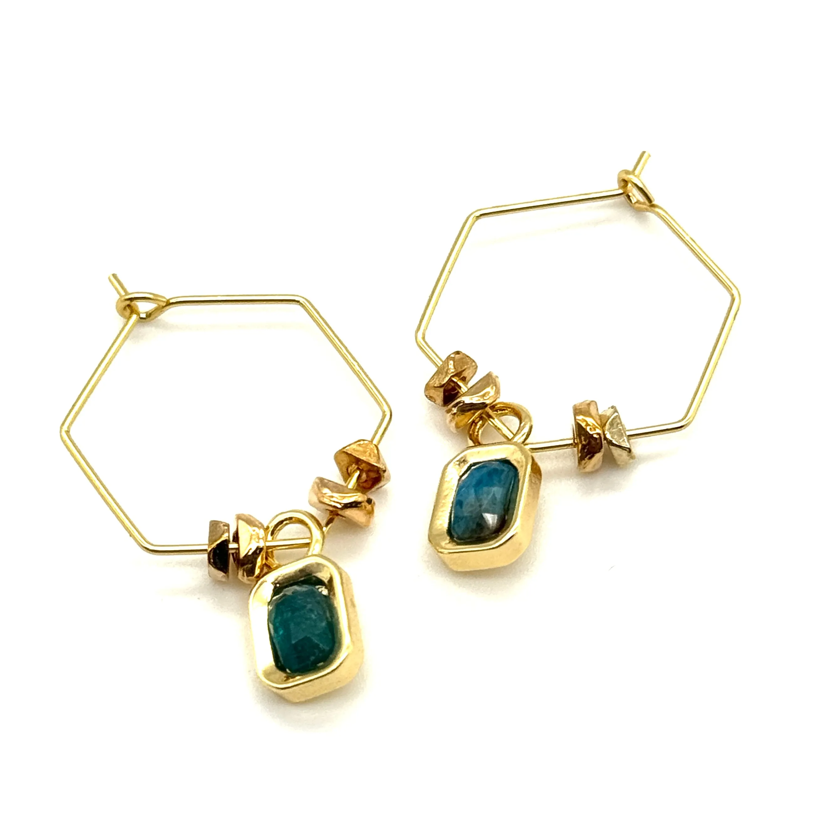 Gem Hexi Hoop Earrings