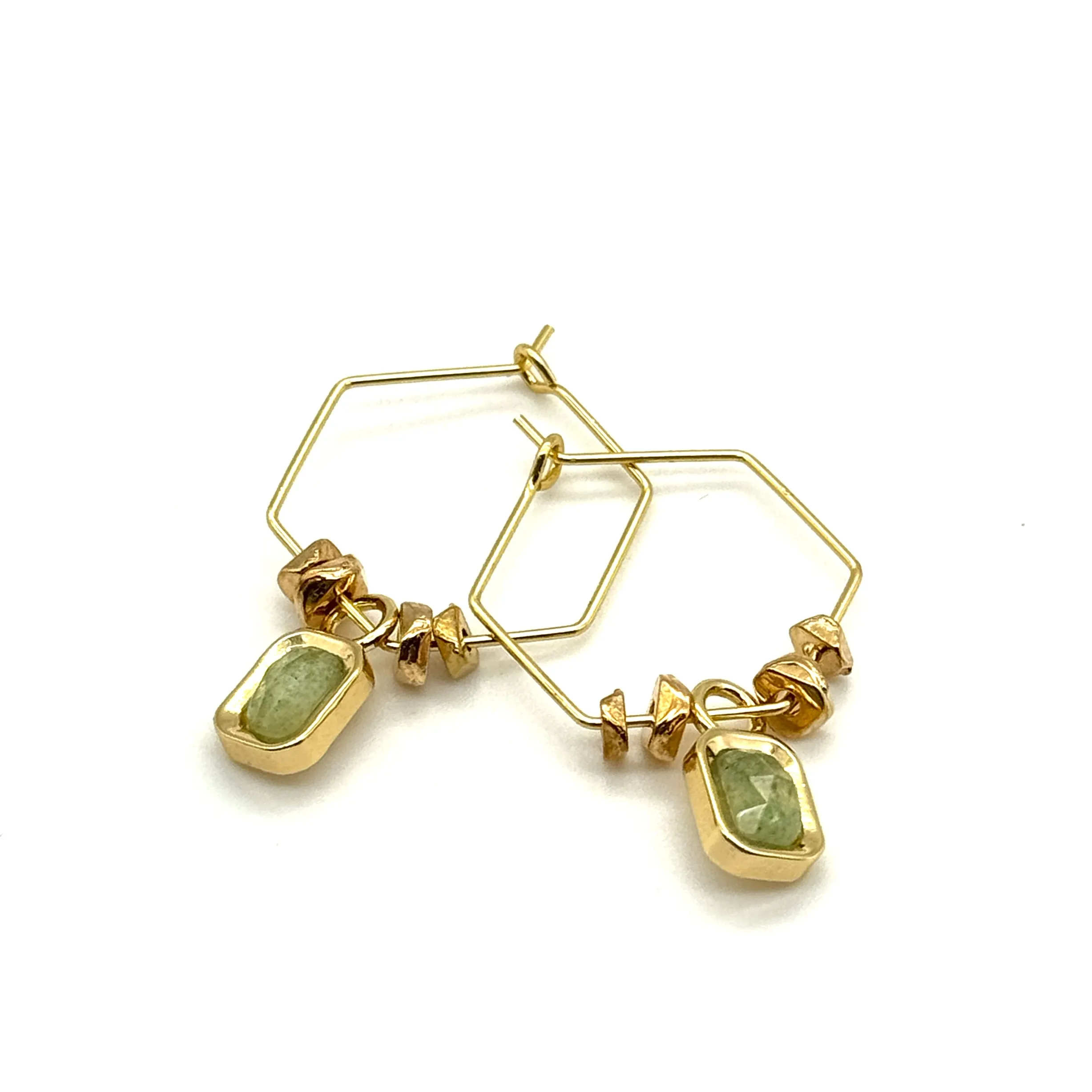 Gem Hexi Hoop Earrings