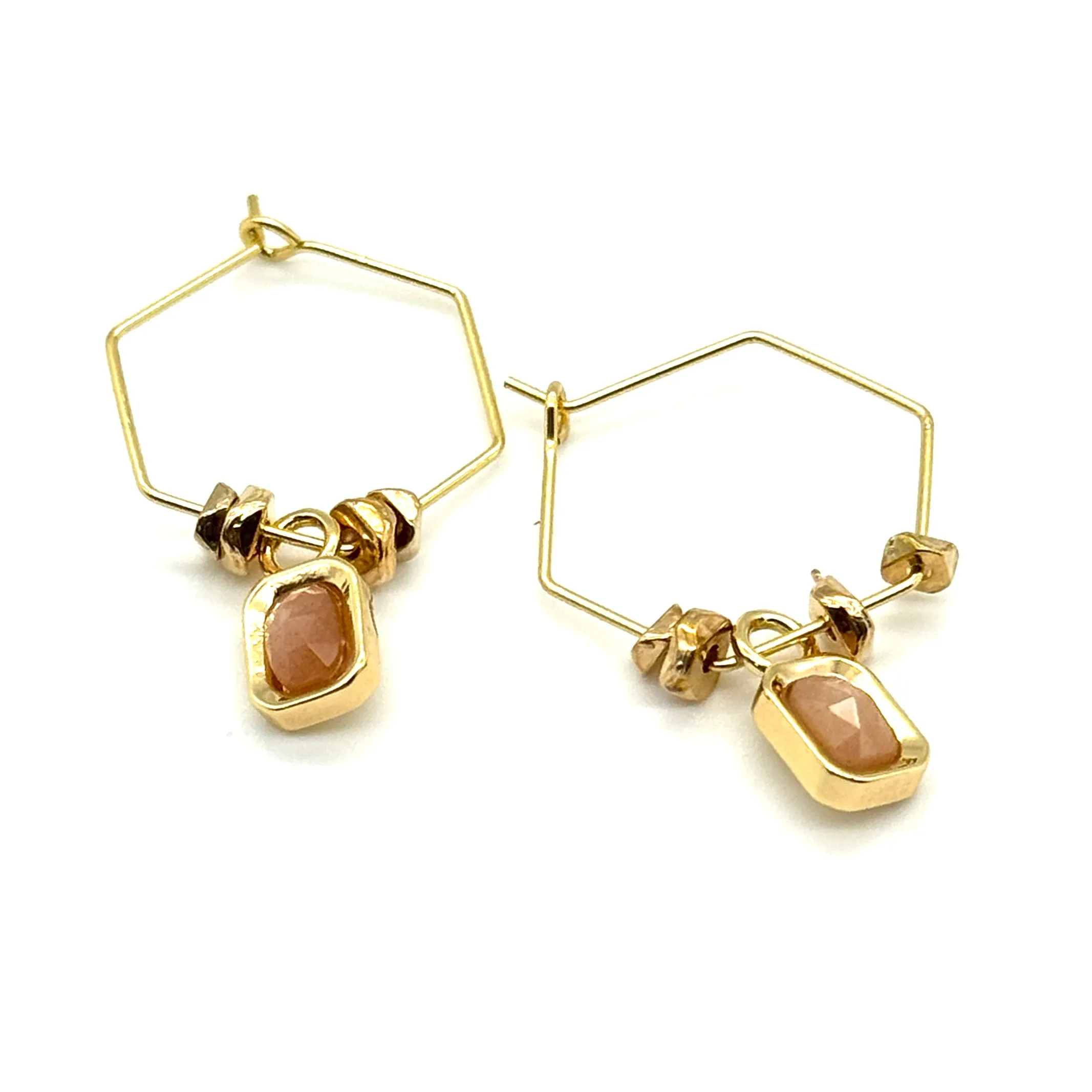 Gem Hexi Hoop Earrings