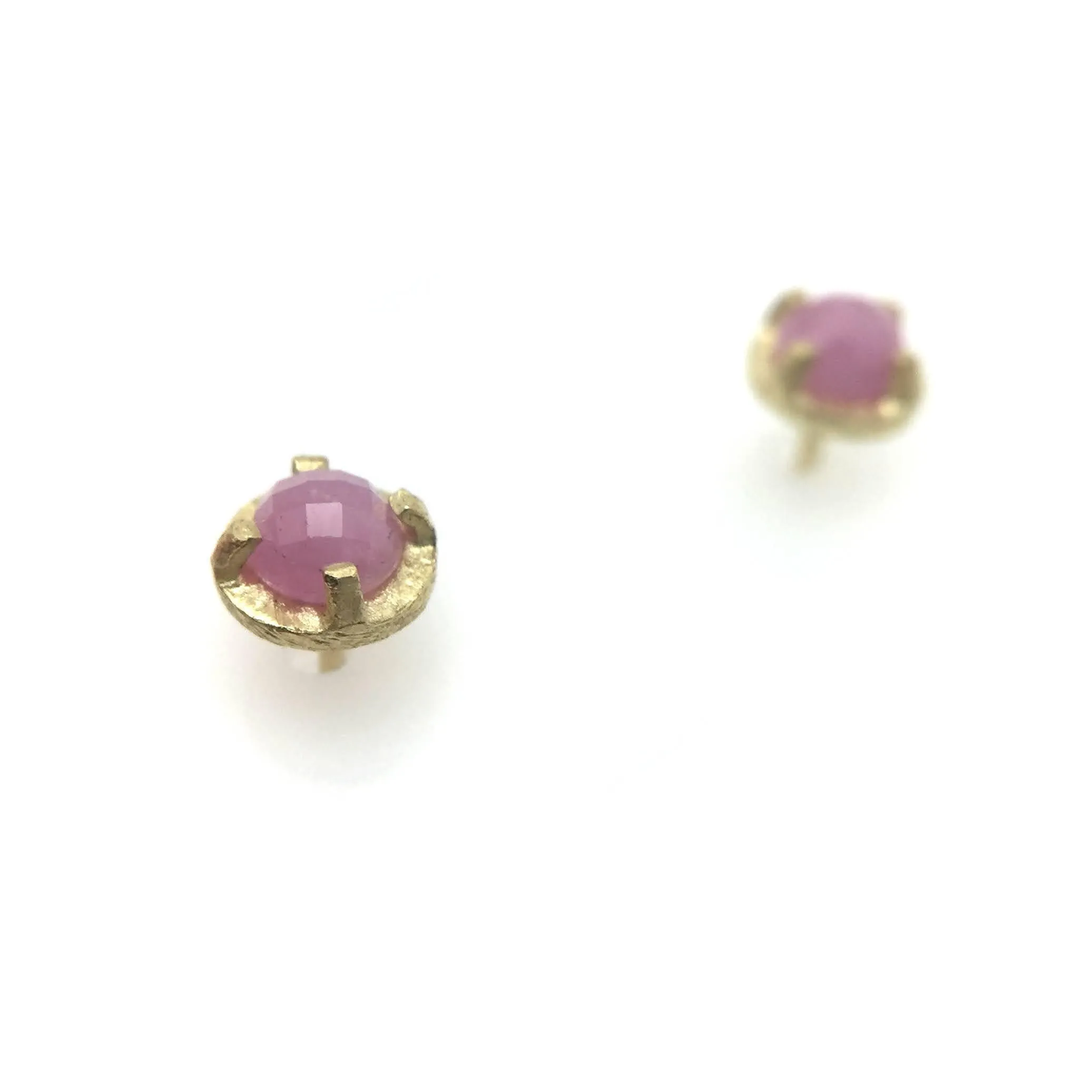 Gold Carved Studs - Coral