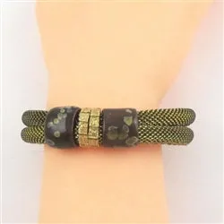 Gold Metallic Cord Bracelet with Black Accent