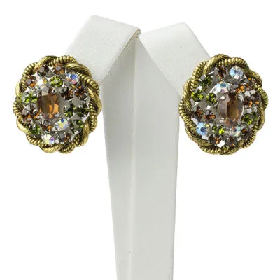 Golden Topaz, Green Tourmaline & Diamanté Christian Dior Earrings