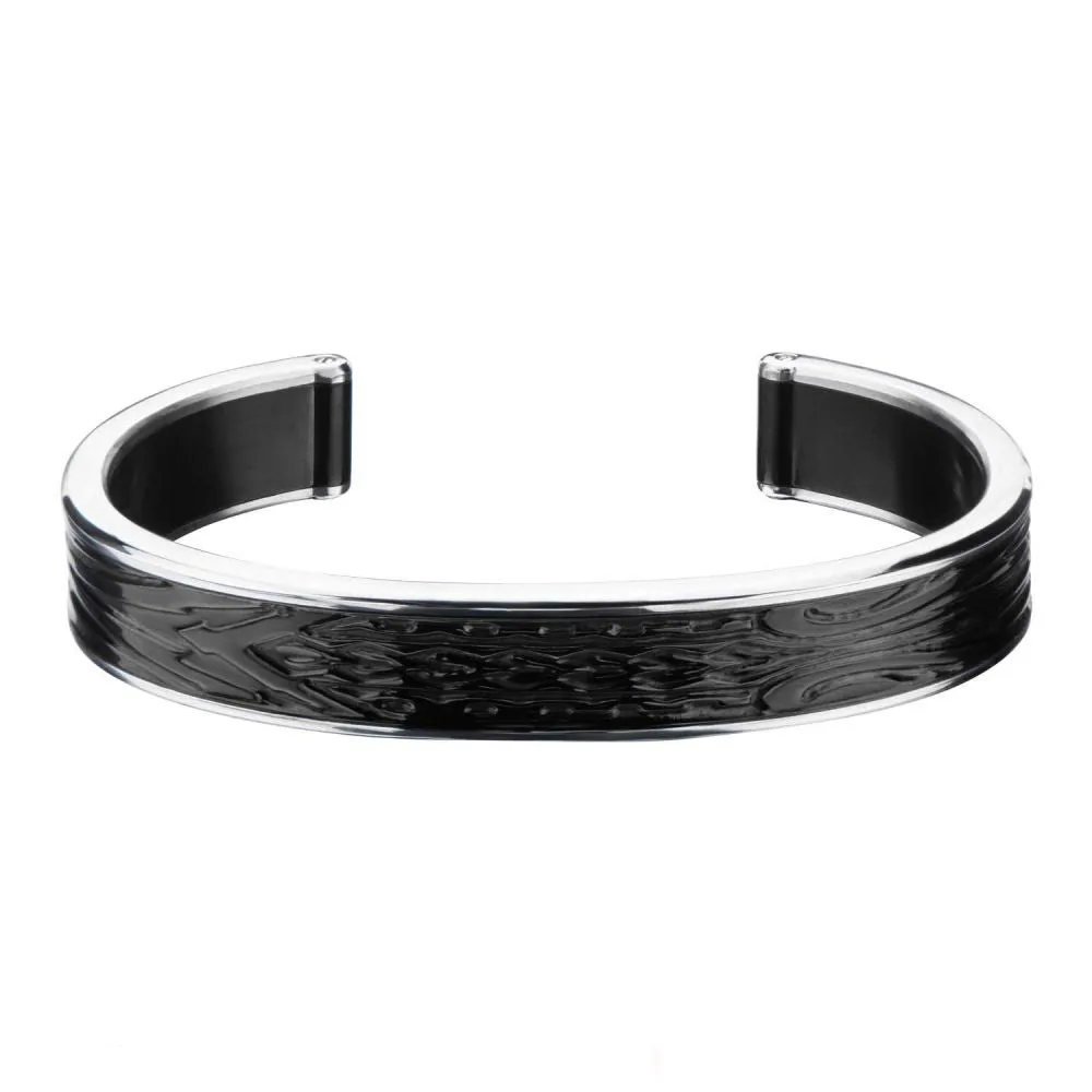 Inox Jewelry Hollis Bahringer Black Plated Engraved Cuff Bangle Bracelet HBBR1504