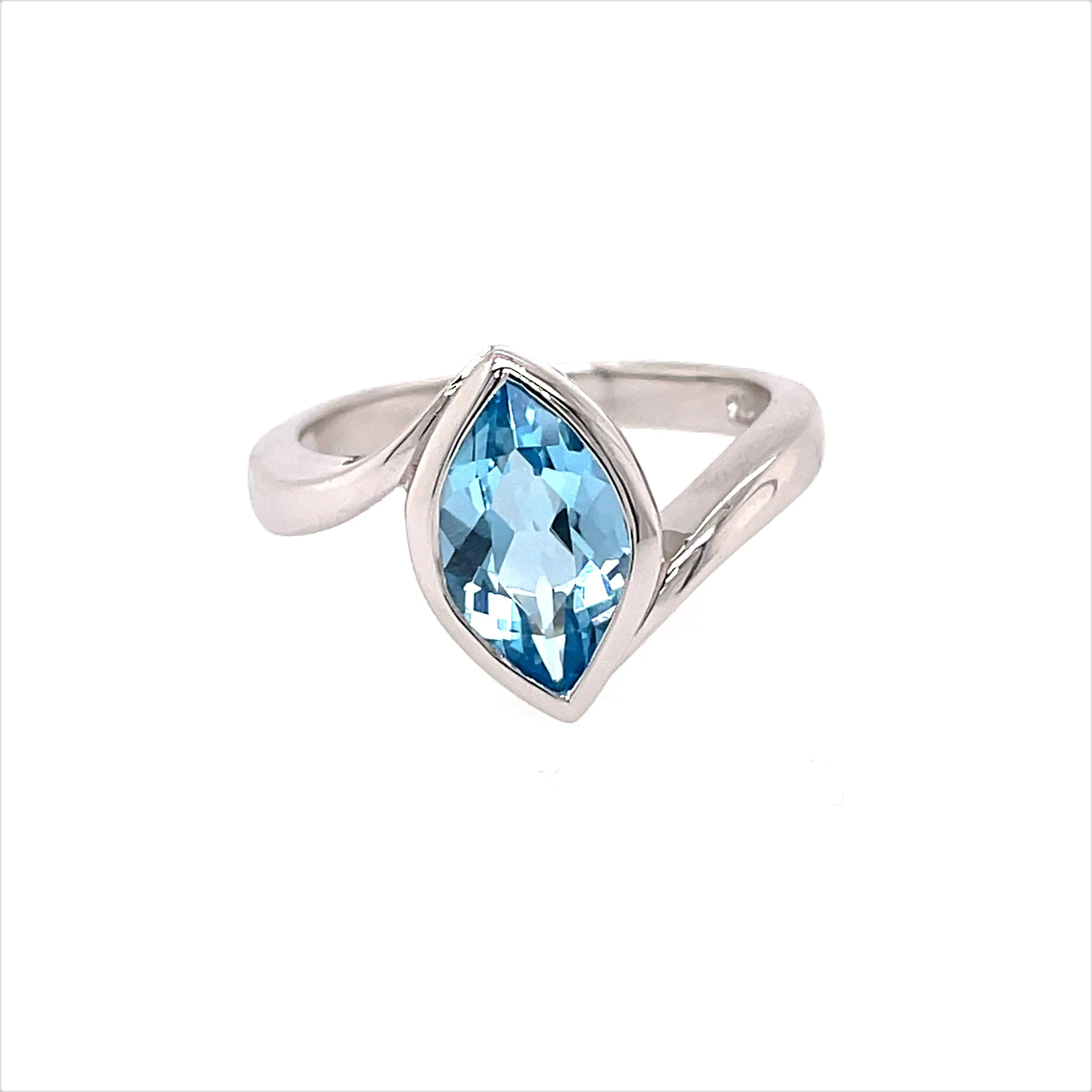 Kaleidoscope Marquise Blue Topaz Cross Over Ring