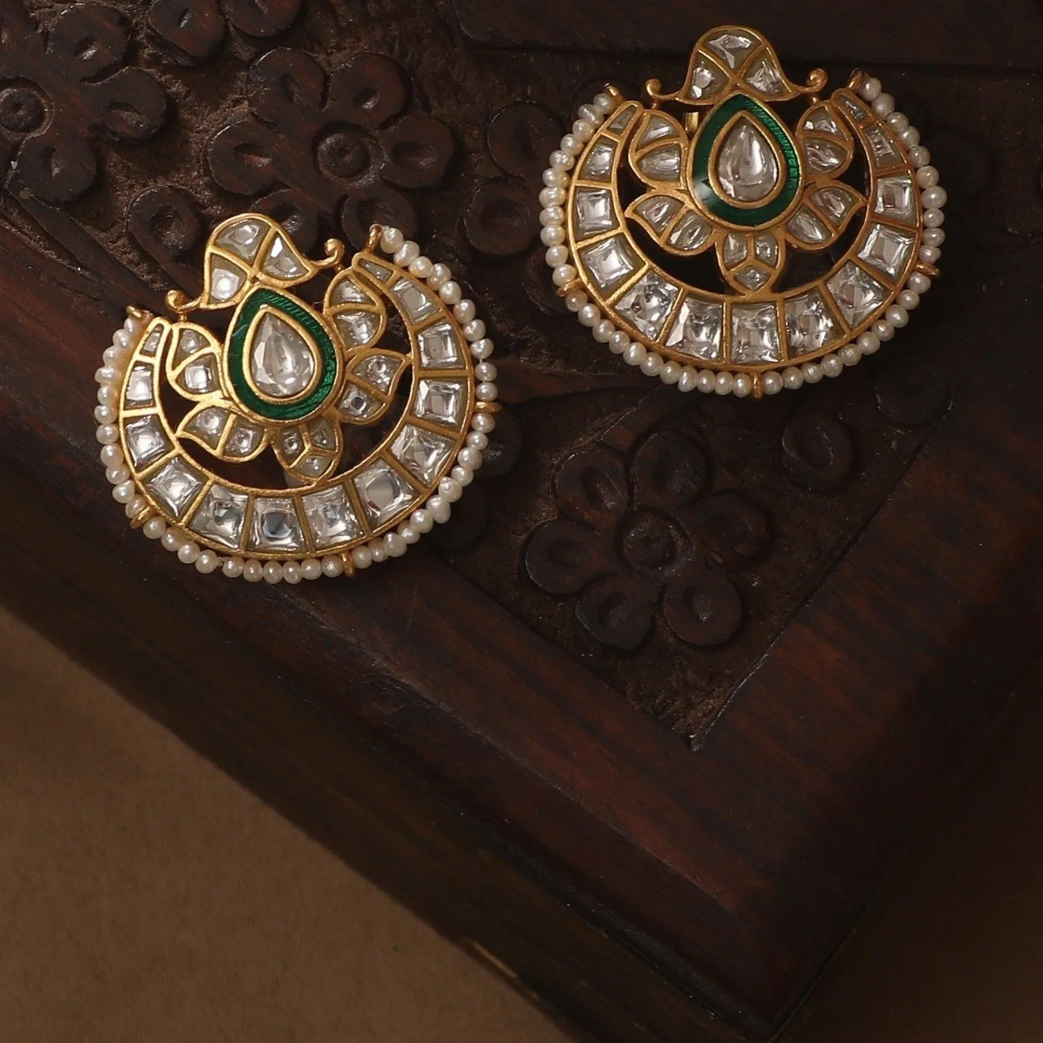 Kamalika Jadau Silver Earrings