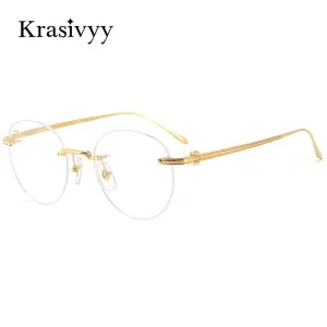 Krasivyy Mens Rimless Round Titanium Eyeglasses Kr03420