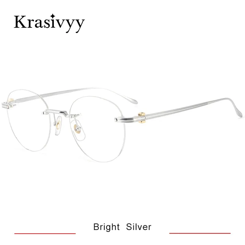 Krasivyy Mens Rimless Round Titanium Eyeglasses Kr03420