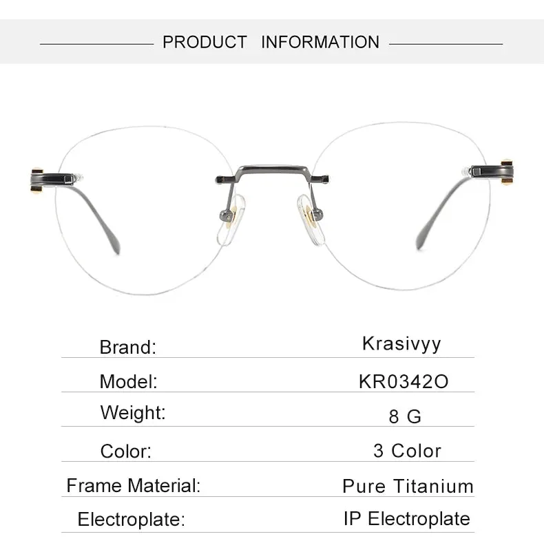 Krasivyy Mens Rimless Round Titanium Eyeglasses Kr03420