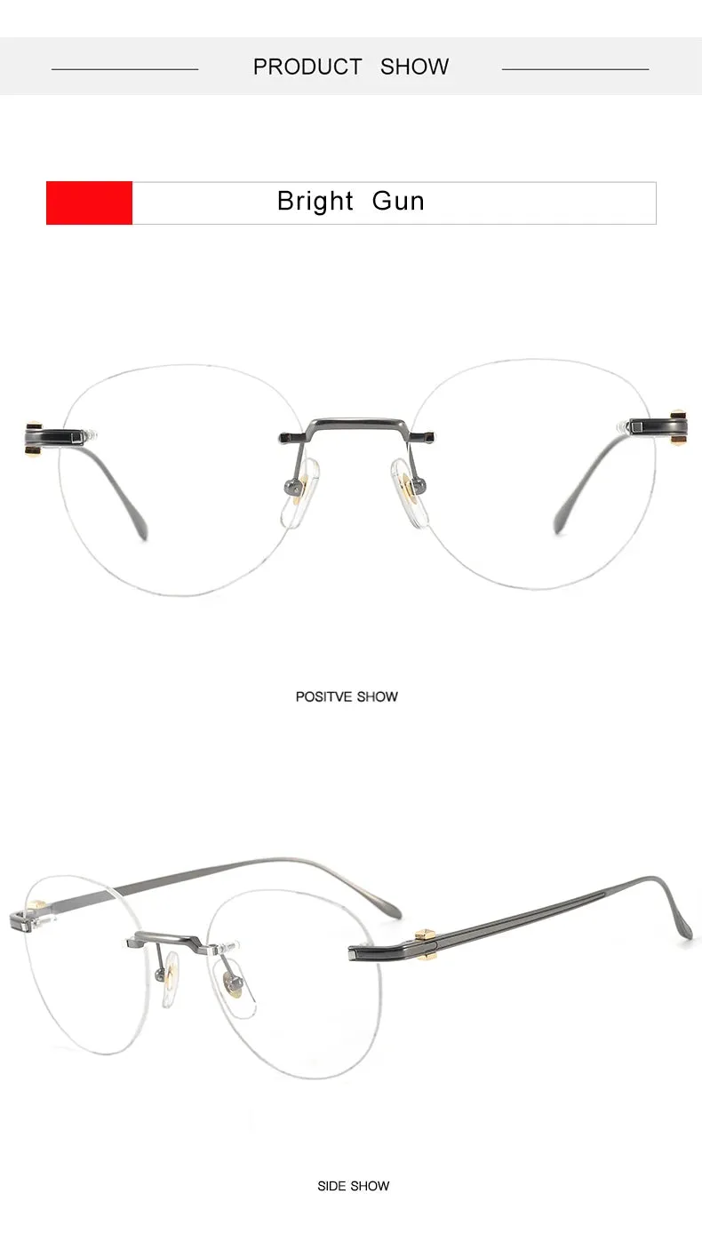 Krasivyy Mens Rimless Round Titanium Eyeglasses Kr03420