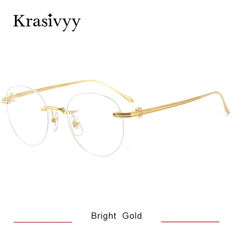 Krasivyy Mens Rimless Round Titanium Eyeglasses Kr03420