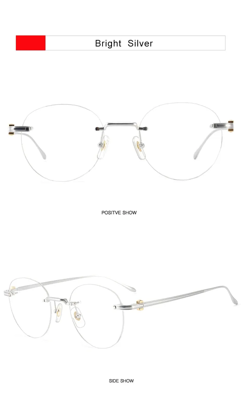 Krasivyy Mens Rimless Round Titanium Eyeglasses Kr03420