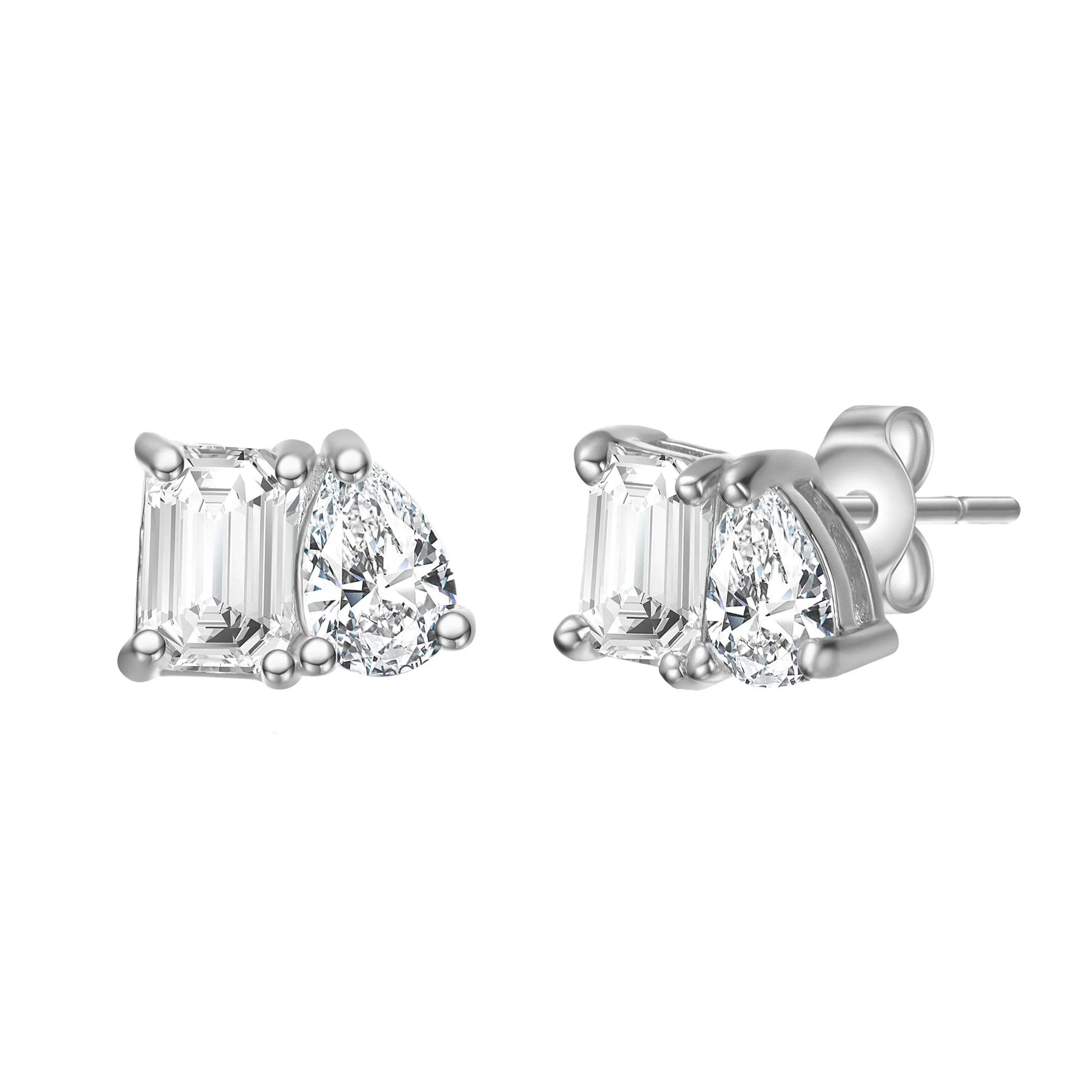 La Roche Moissanite Toi et Moi Stud Earrings