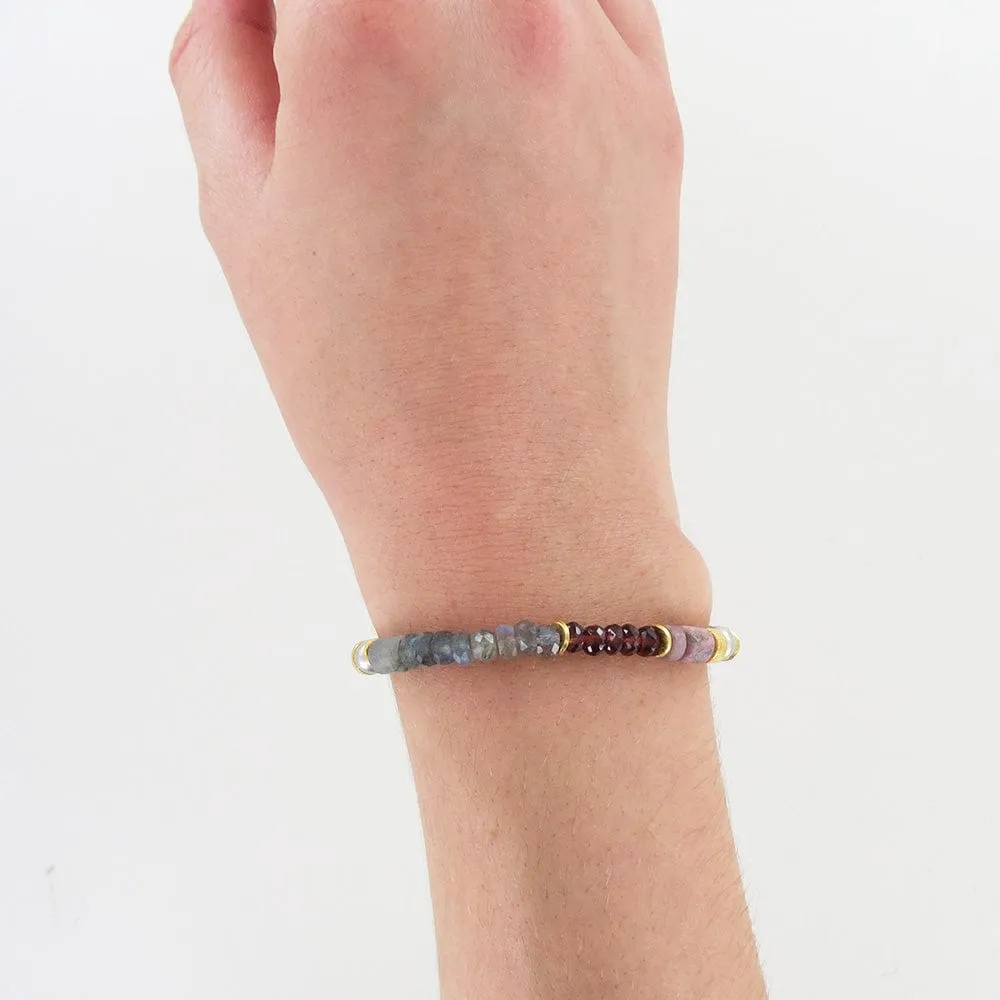 LABRADORITE GARNET RHONDITE BRACELET