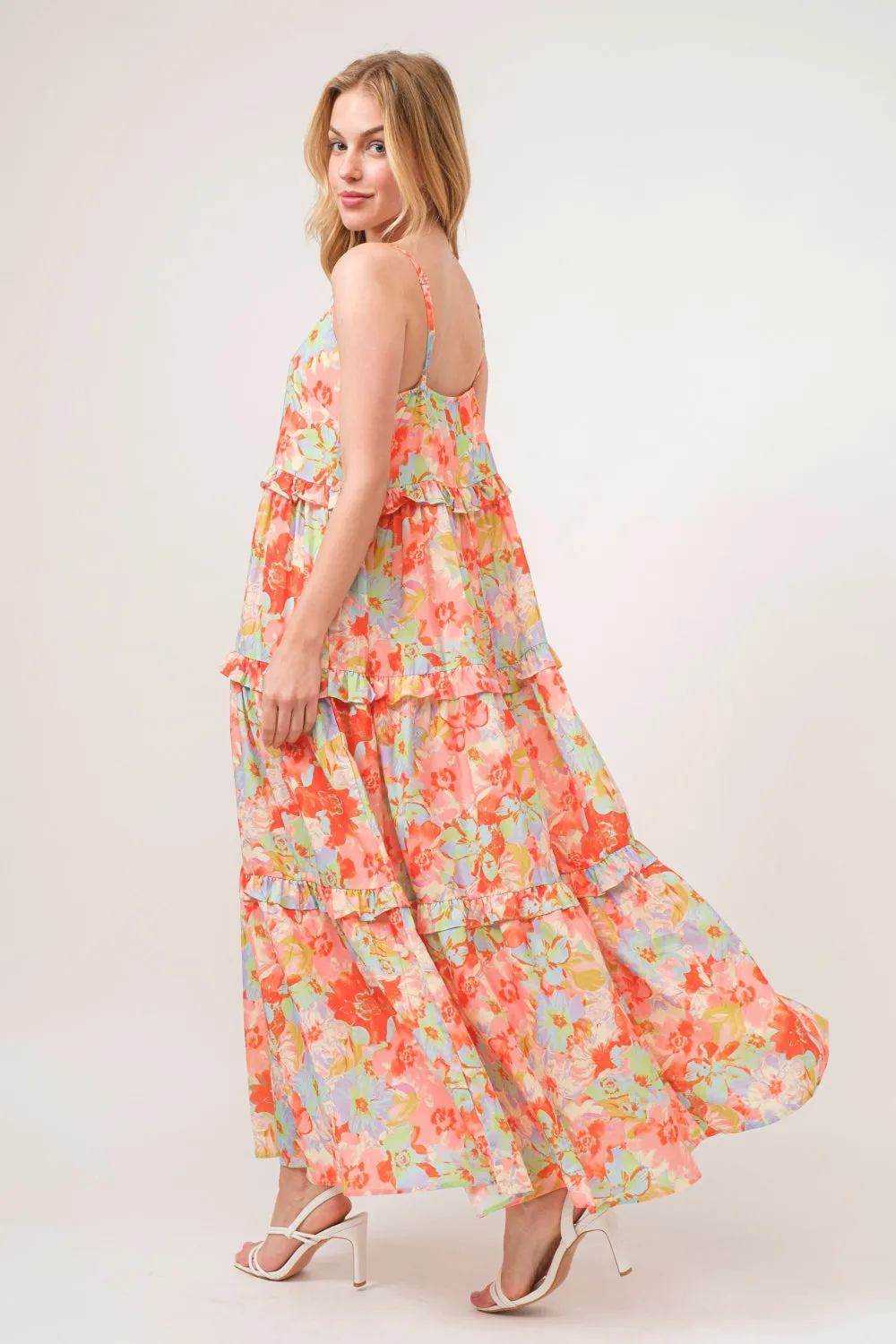 Laura Floral Ruffled Tiered Maxi Cami Dress