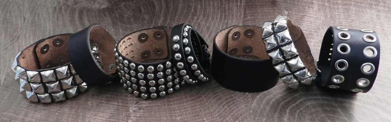 Leather Cuff Bracelet Grommet Buckle