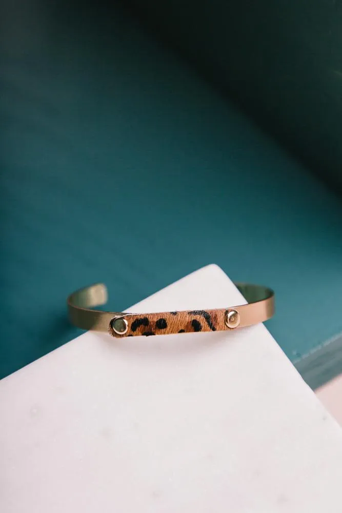 Leopard Print Cuff In Brown