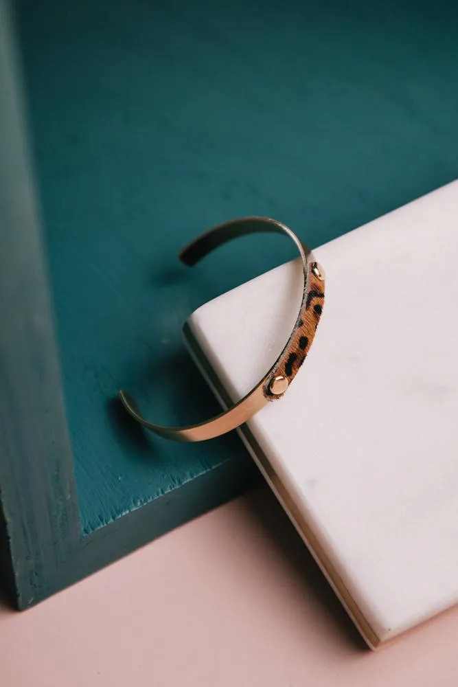 Leopard Print Cuff In Brown