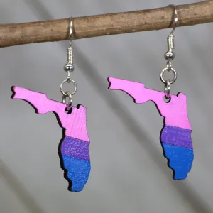 LGBTQIA  Florida Bisexual Flag Wooden Dangle Earrings by Cate's Concepts, LLC