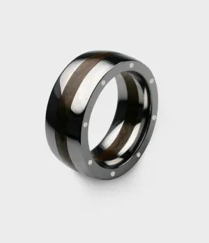 London Oak Geo Ellipse Ring in Titanium, Size O