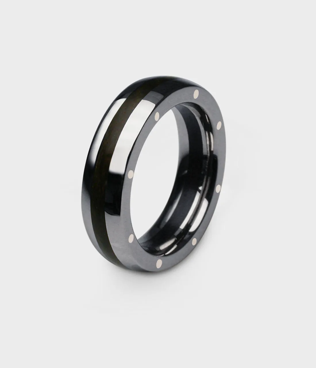 London Oak Geo Ellipse Slim Ring in Titanium, Size L