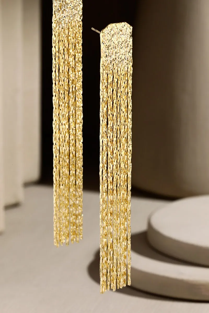 Long Chain Tassel Dangle Earring