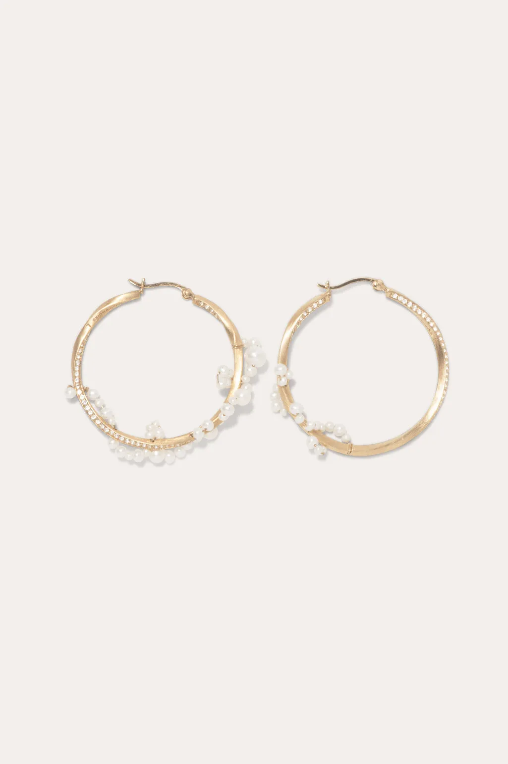 Manifold II - Pearl and White Topaz Gold Vermeil Earrings