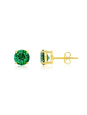 May Birthstone Stud Earrings Finished in 18kt Yellow Gold