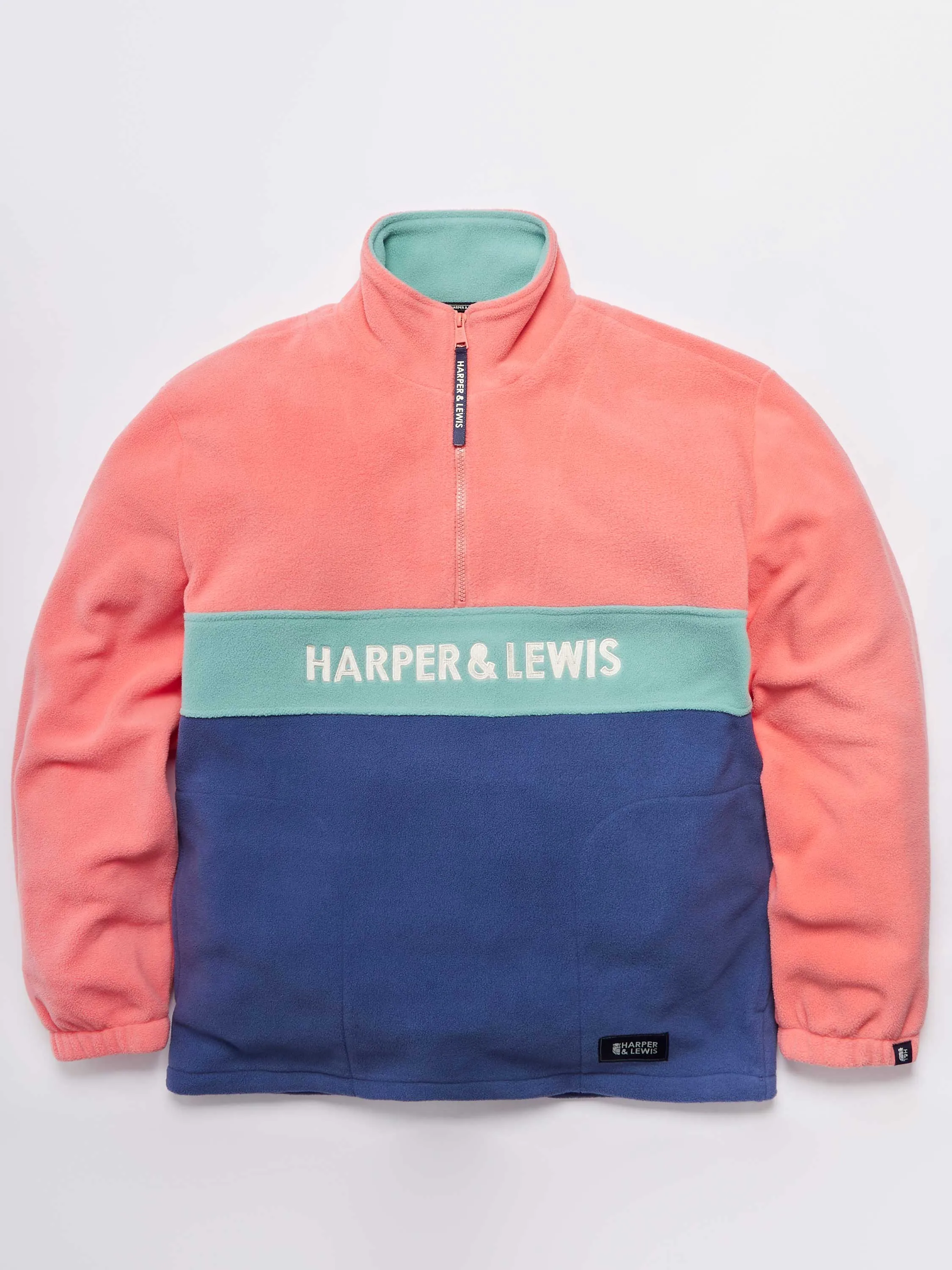 Mellow 1/4 Zip Fleece Bright Coral & Airforce