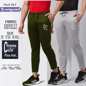 Men Printed Olive/Grey Hiking Track Pants (Pack of 2)