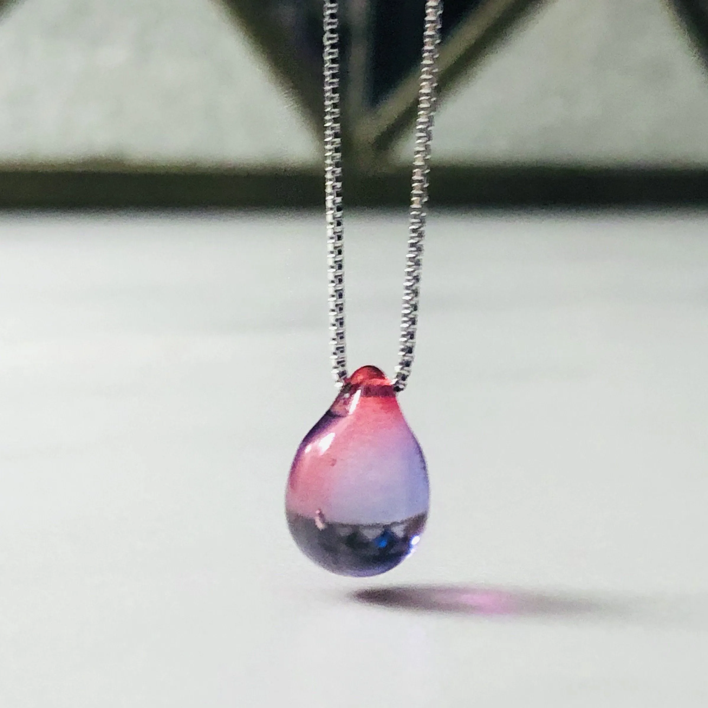 Mermaid Tear Glass Pendant Necklace