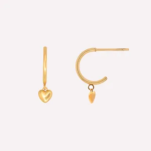 MINI HEART HUGGIE HOOP EARRINGS IN GOLD