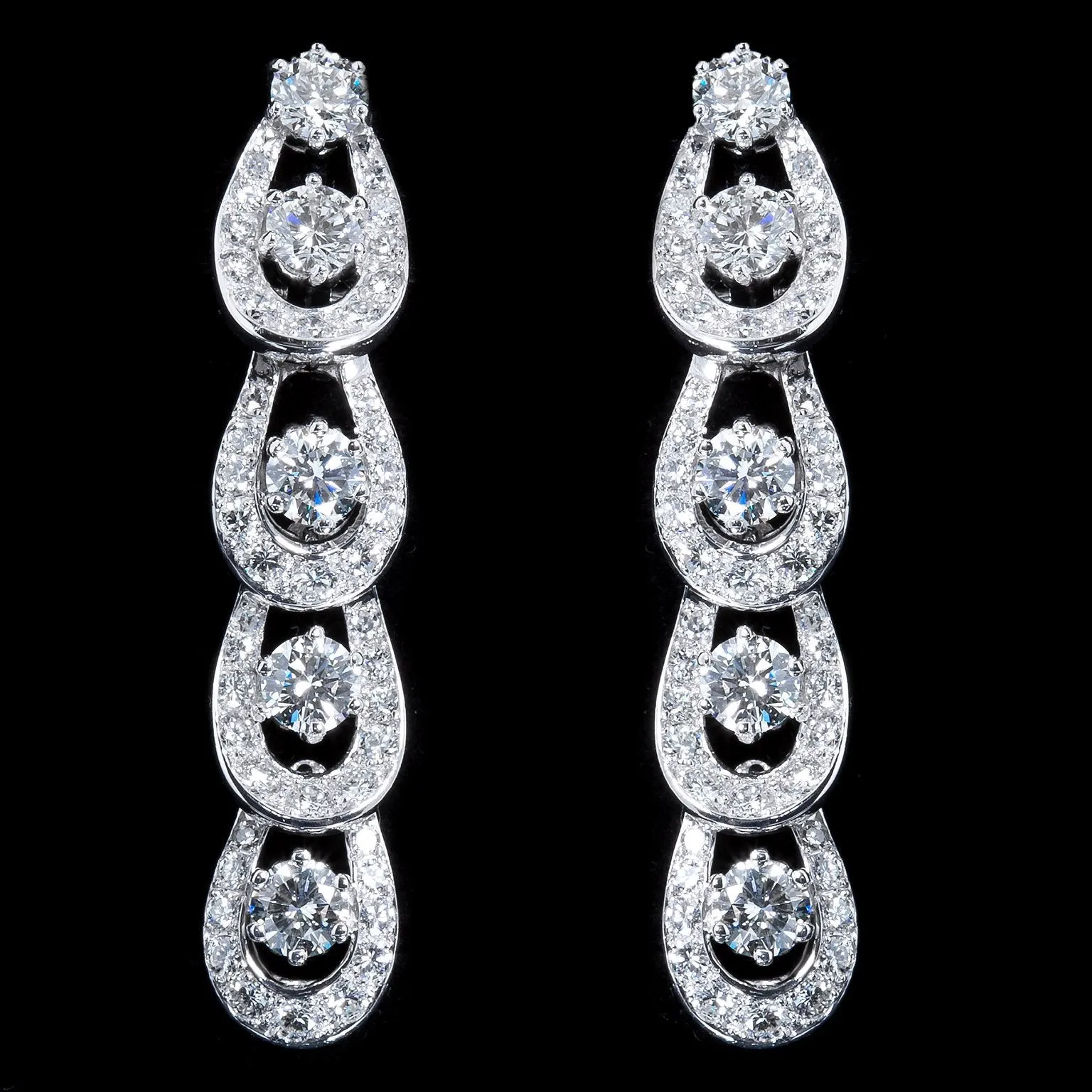 Mini Hoops Diamond Platinum Dangle Earrings