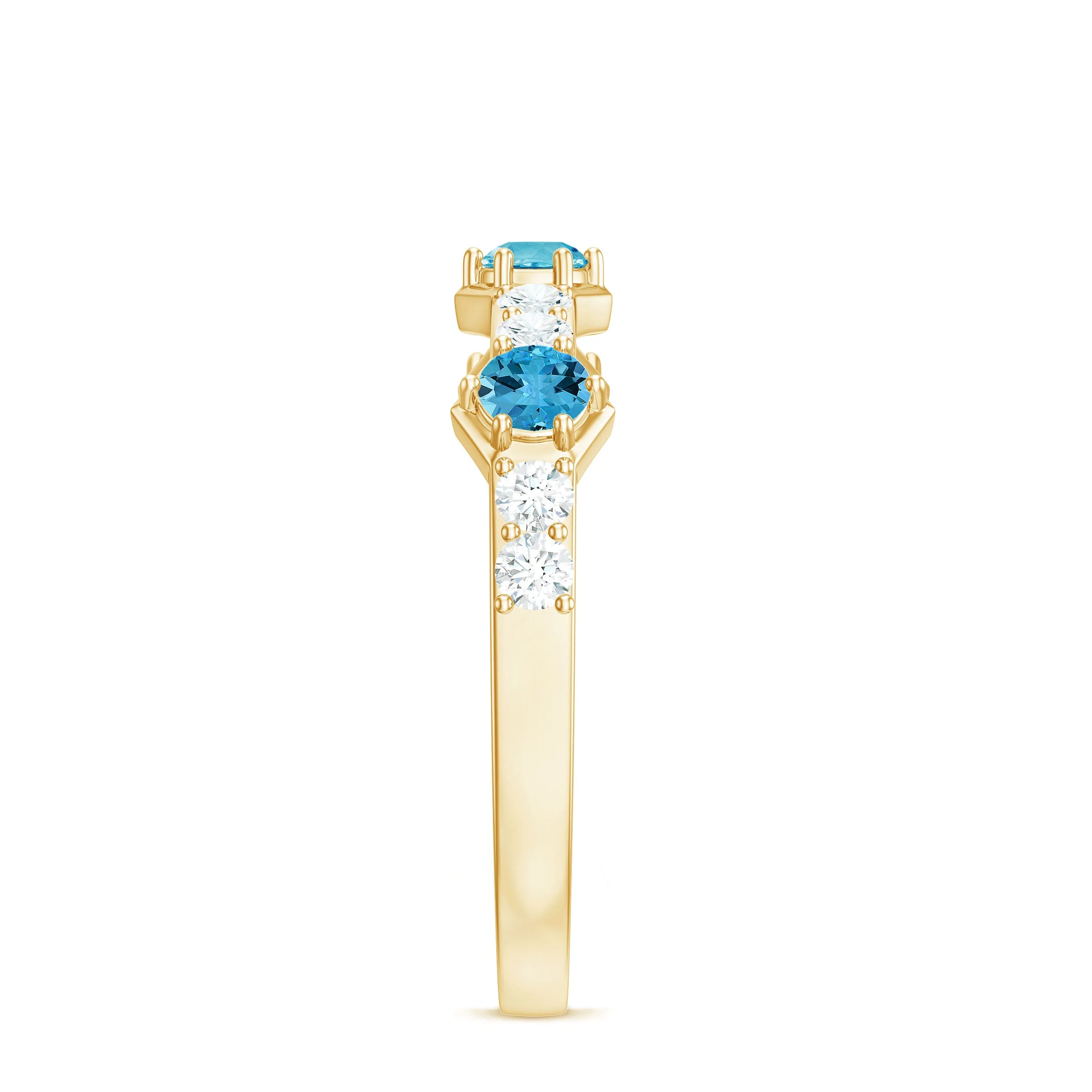 Minimal Half Eternity Ring with Swiss Blue Topaz and Diamond