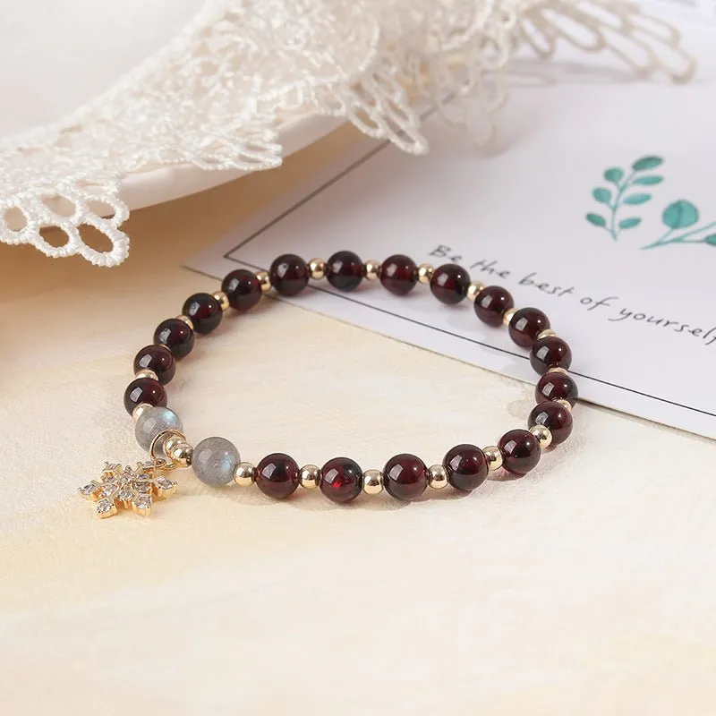 Modern Design Garnet & Moonstone Bracelet