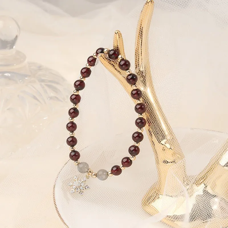 Modern Design Garnet & Moonstone Bracelet